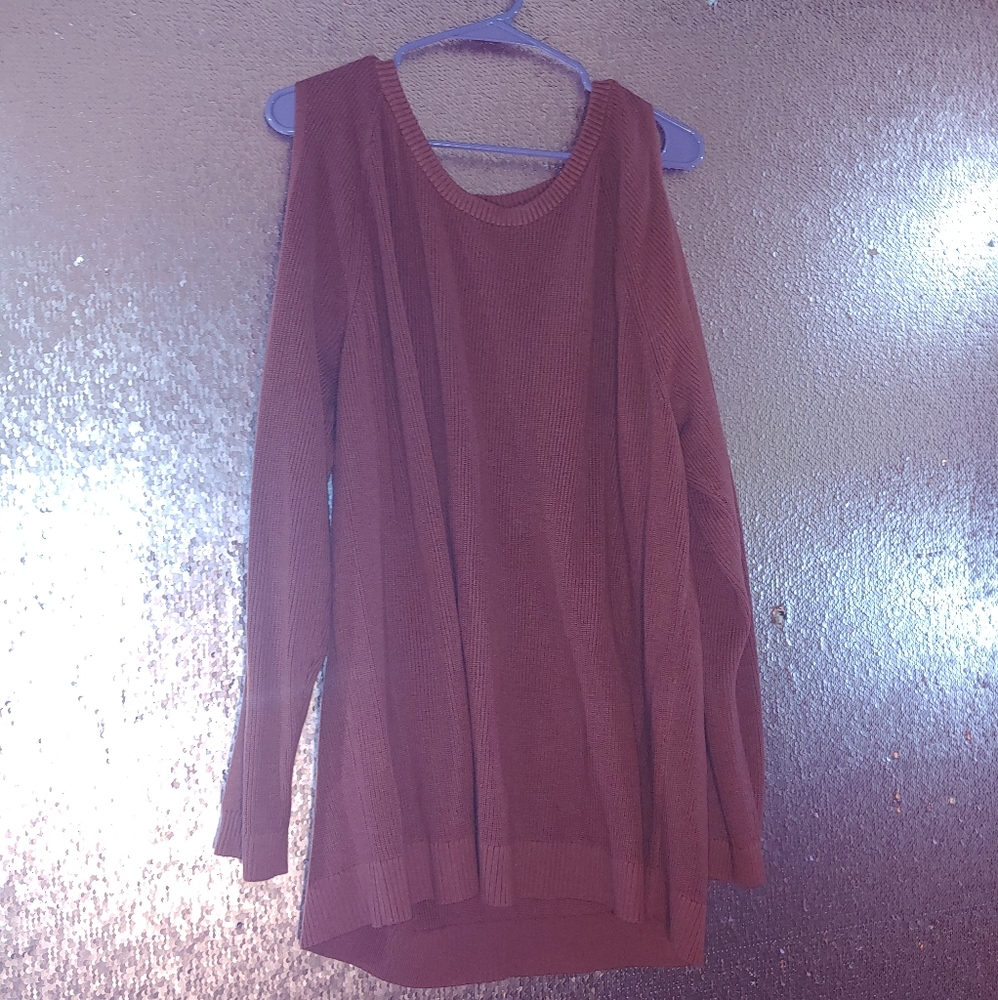 Torrid burnt orange/red cold shoulder sweater sz 3